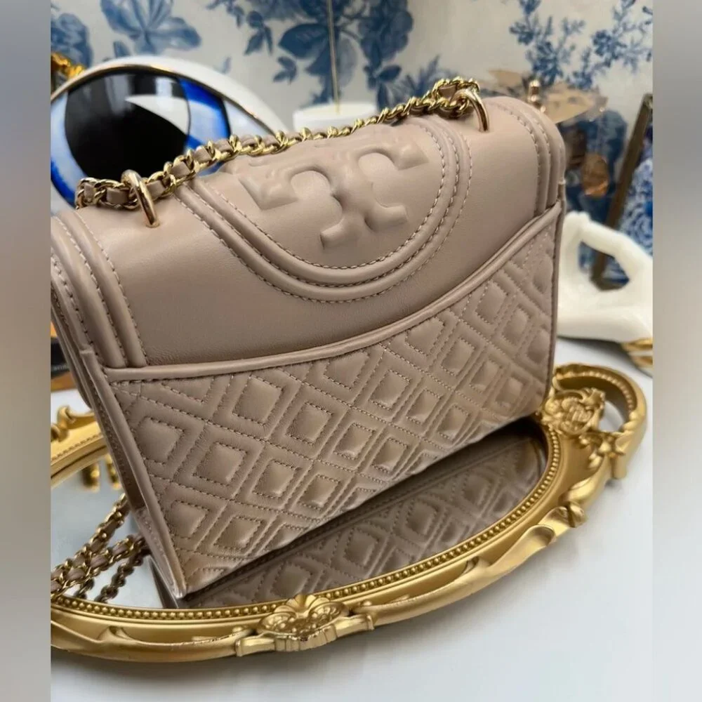 🆕 TORY BURCH 🧿 NWOT Fleming Small Convertible Shoulder Bag, Beige In Bedrock